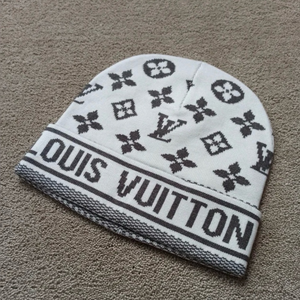 Louis Vuitton Monogram Beanie in White and Black